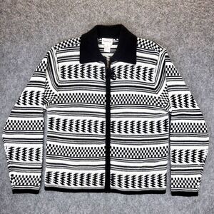 Crystal Kobe Sweater Womens M Black White Retro Norwegian Ski Scandi 80s 90s